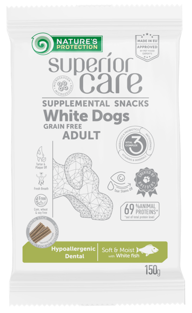 【Nature's Protection】保然皇牌去淚痕低敏潔齒狗小食 (150g) 無穀白魚