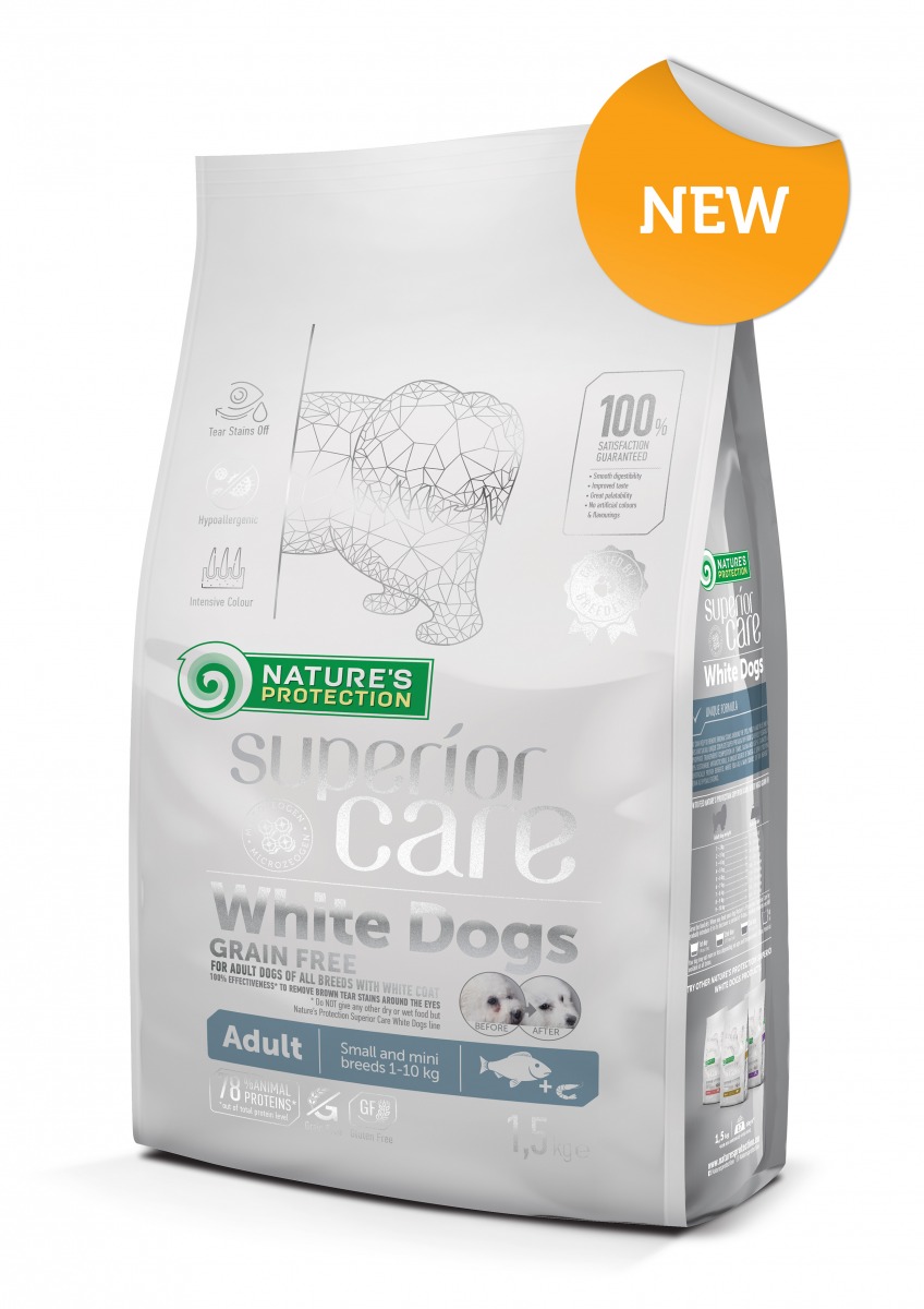 【Nature's Protection】White Dog White Fish Adult 無穀物去淚痕美毛配方(低敏白魚)犬糧 10Kg