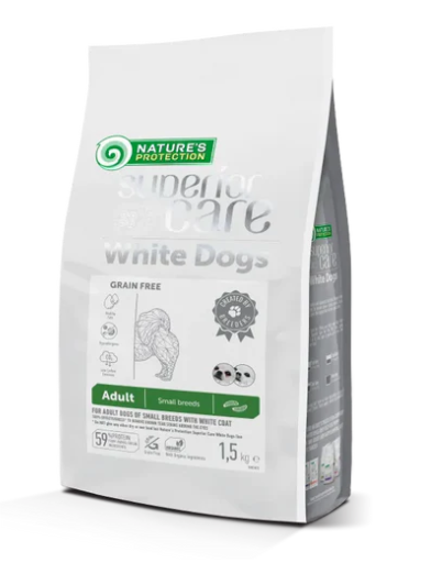 【Nature's Protection】White Dog Insect Adult 無穀物去淚痕美毛配方(低敏昆蟲蛋白)犬糧 1.5Kg
